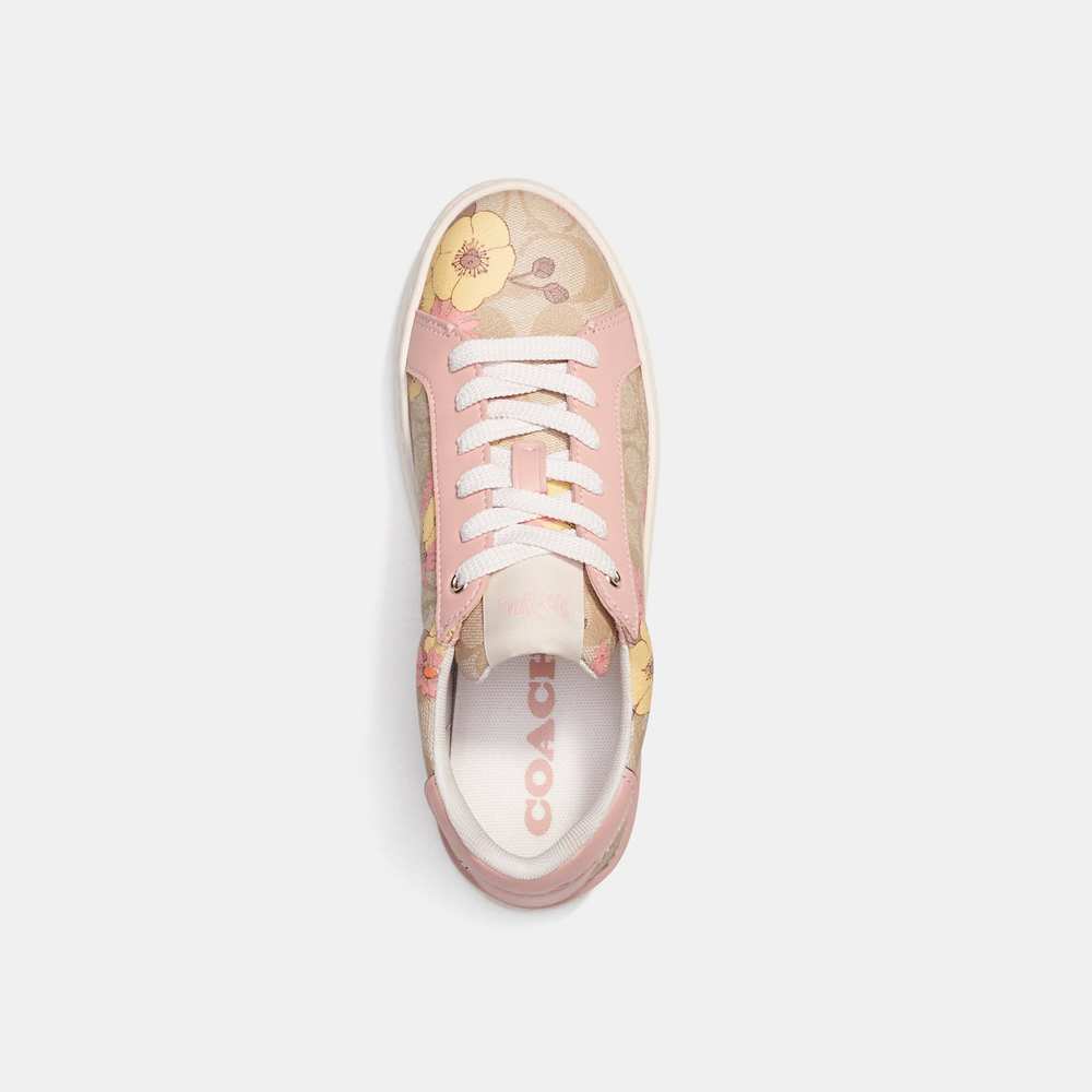 NWT Coach Outlet Clip Low Top Sneaker In Signature Canvas With Floral Print - Picture 2 of 6